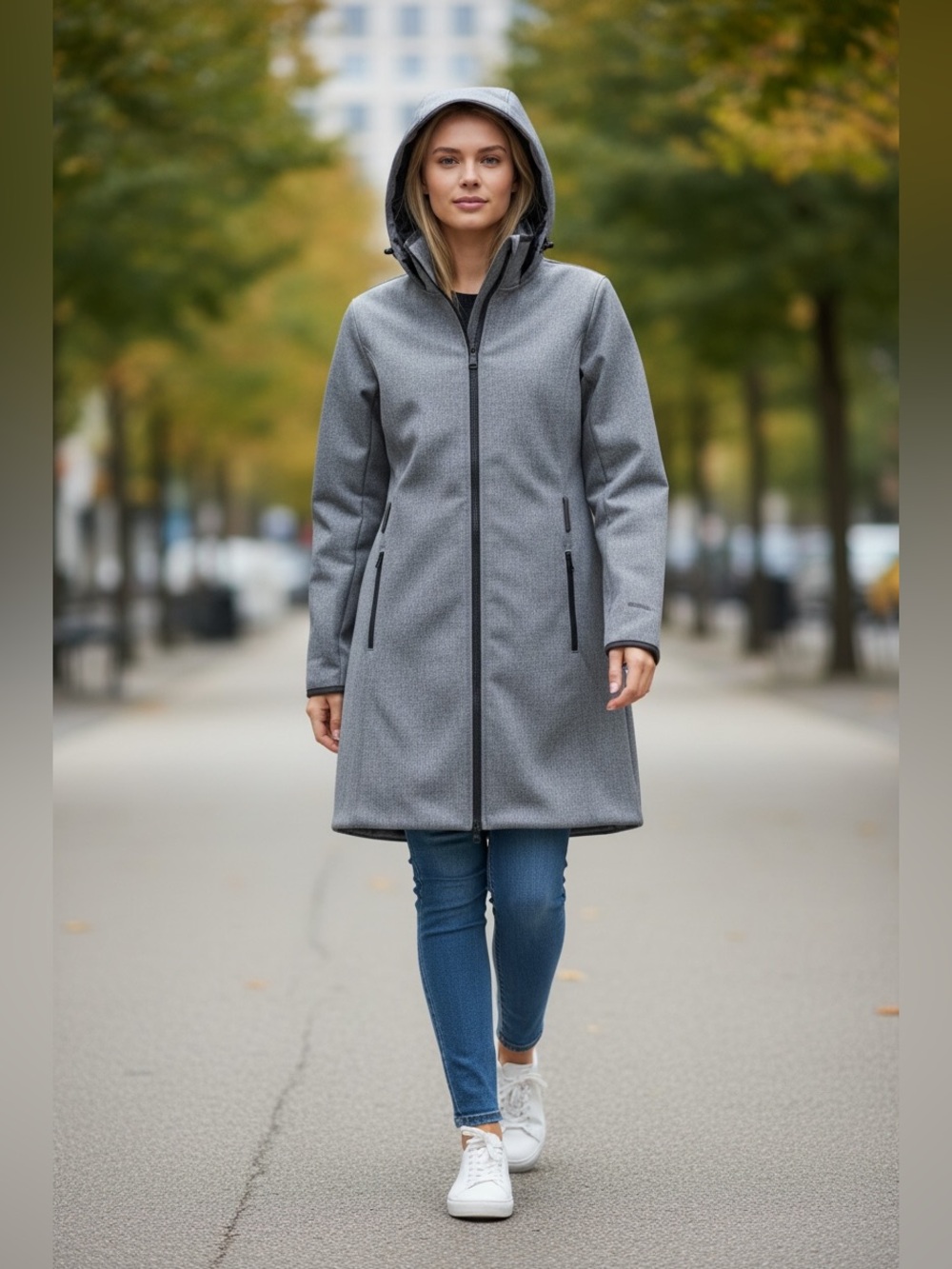 The North Face Women’s Wind Wall Jacket Coat Long Gray Missing Belt Sz L